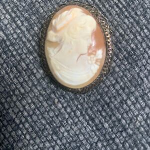Elegant Cameo Brooch in Cream and Gold
